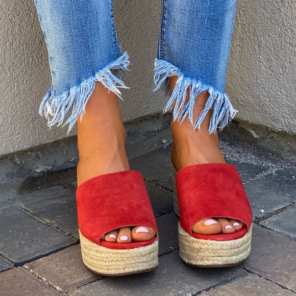 Genuine Leather Espadrille Wedge Flat Platform - Picture 2 of 13